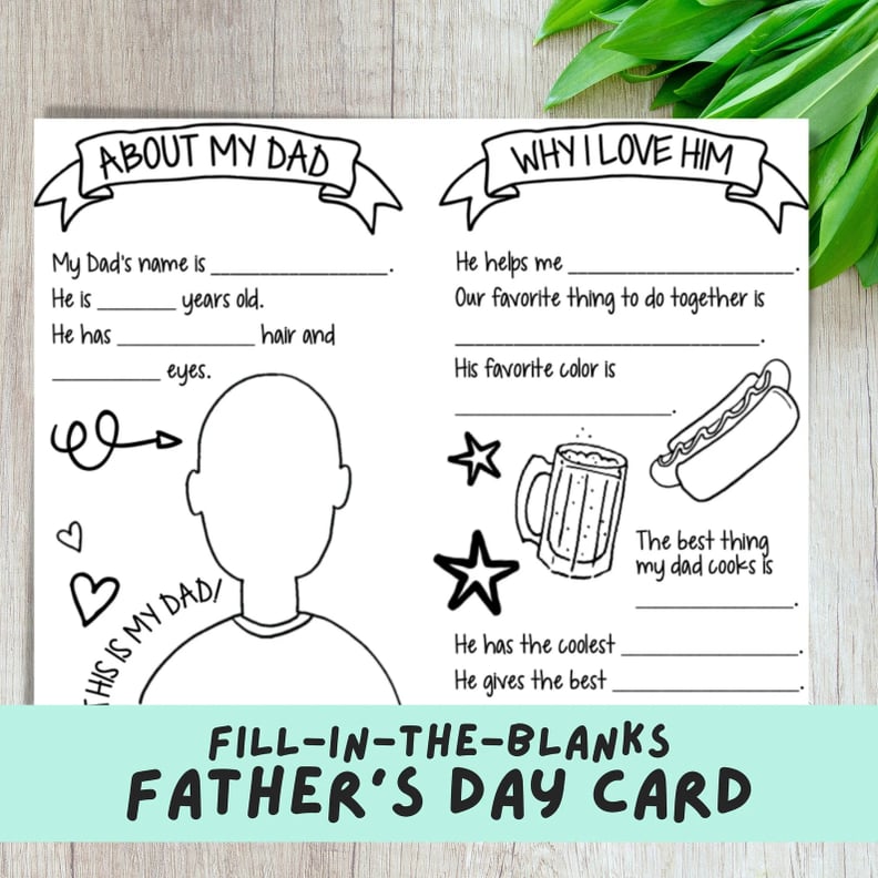 Fill In the Blanks Printable Father's Day Card