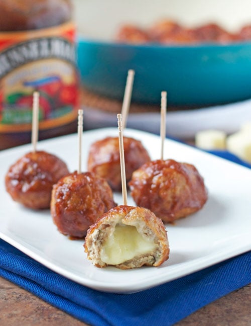 Slow-Cooker Cheddar-Stuffed Apple Chicken Meatballs