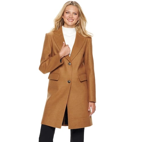 Nine West Single-Breasted Wool Blend Walker Jacket