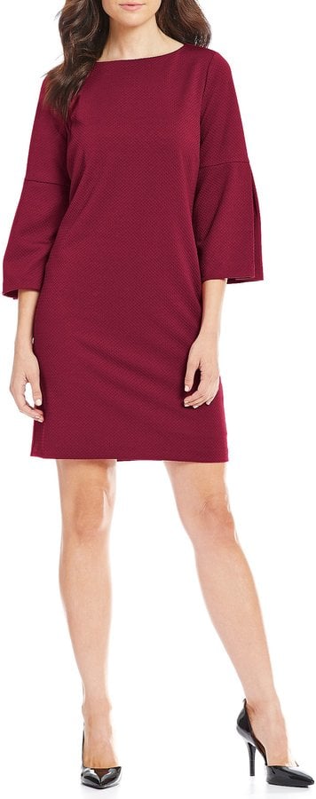 IMNYC Isaac Mizrahi Boat Neck Peplum Sleeve Shift Dress
