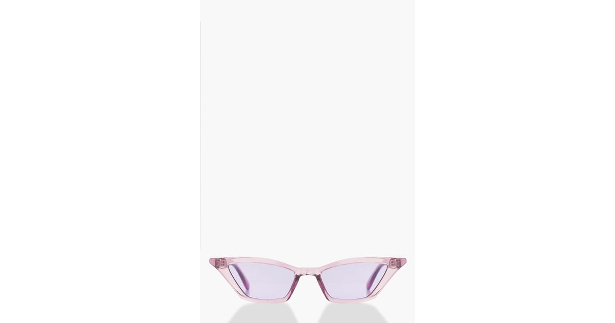 Boohoo Purple Winged Skinny CatEye Sunglasses Sunglasses Trends For