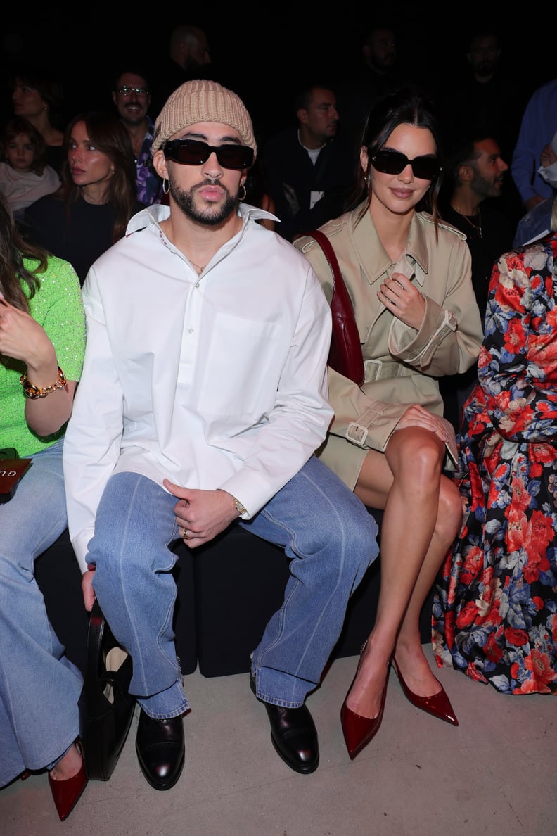 Bad Bunny and Kendall Jenner at the Gucci Show at Milan Fashion Week