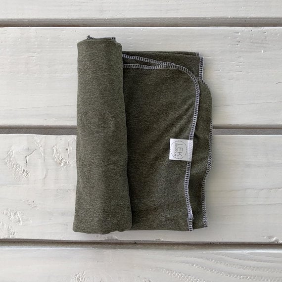 Heather Olive Green Swaddle Blanket