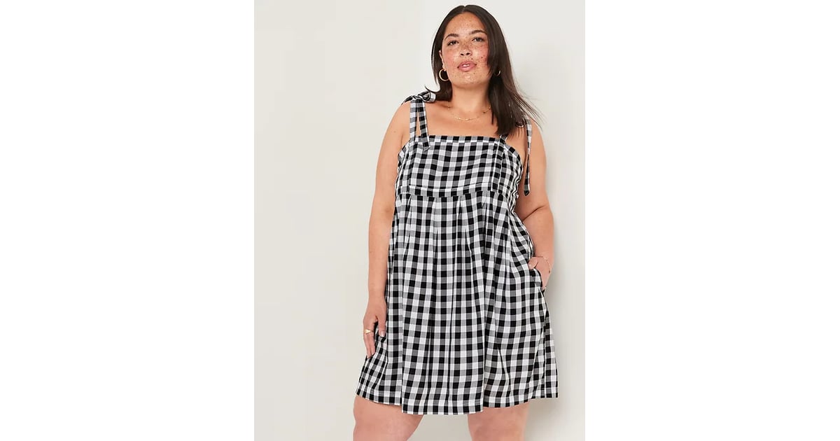 Old Navy Tie Shoulder Gingham Mini Babydoll Swing Dress Deal