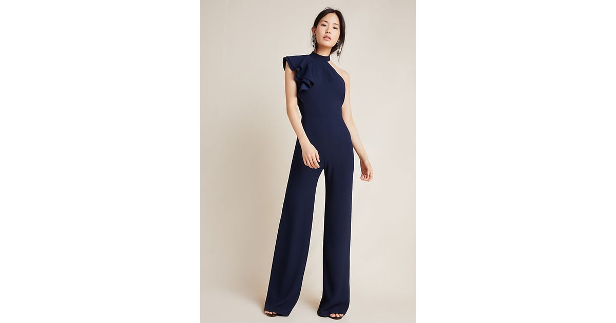 ML Monique Lhuillier Ruffled Satin Jumpsuit Best Jumpsuits and
