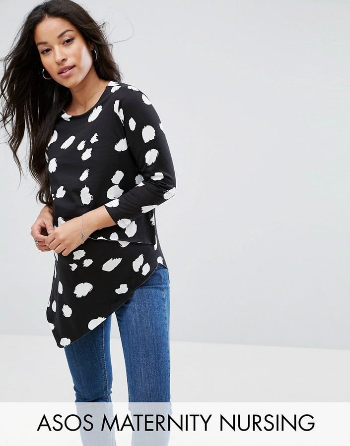 Asos Asymmetric Top with Double Layer in Oversized Animal Print