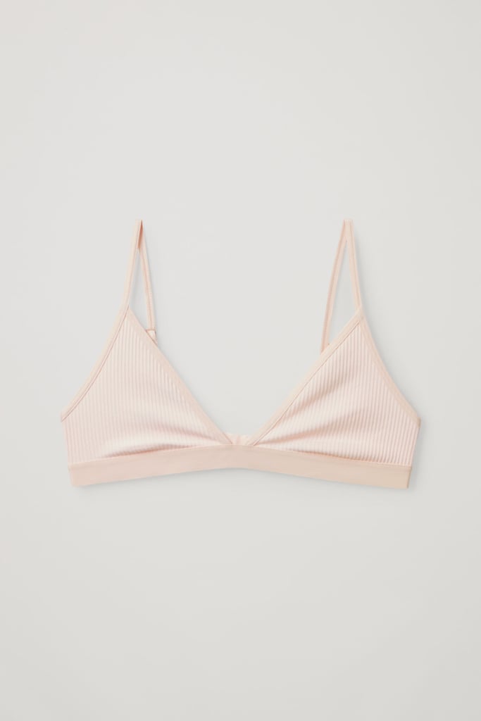COS Ribbed Cotton Bra in Pink
