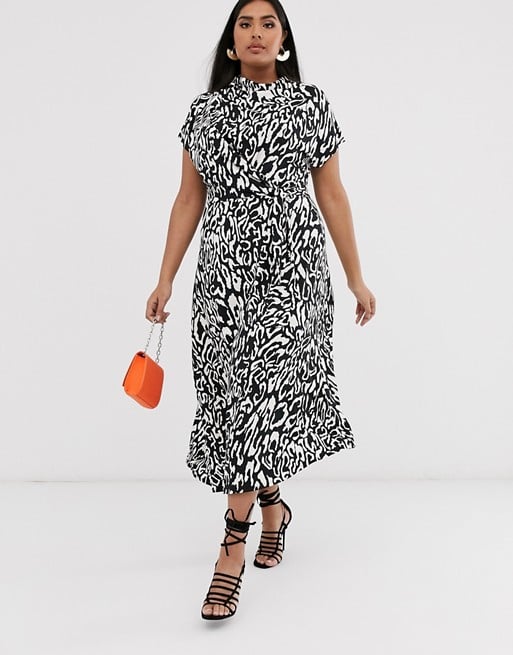 ASOS Design Curve Cowl Neck Tie Waist Maxi Dress