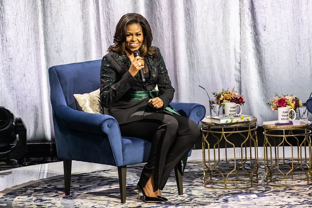 Michelle Obama Black Suit by Dundas on Becoming Tour