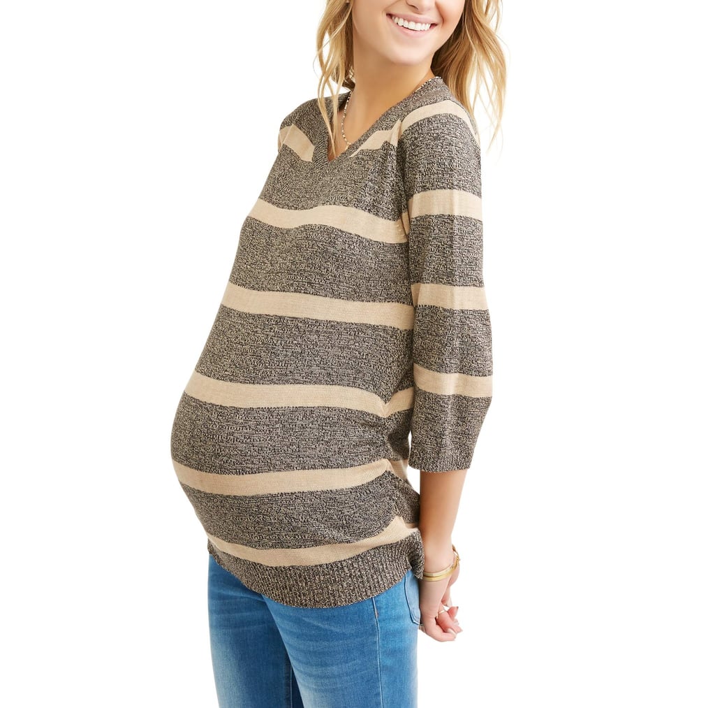 Stripe Maternity V Neck Sweater