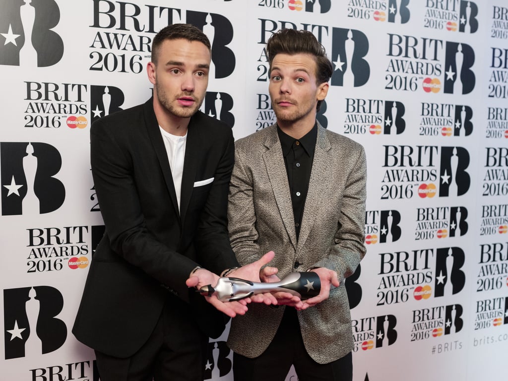 Louis's and Liam's first official red carpet outing since the hiatus began was at the Brits in London. They accepted the British video award for One Direction's song "Drag Me Down" on behalf of the whole group.