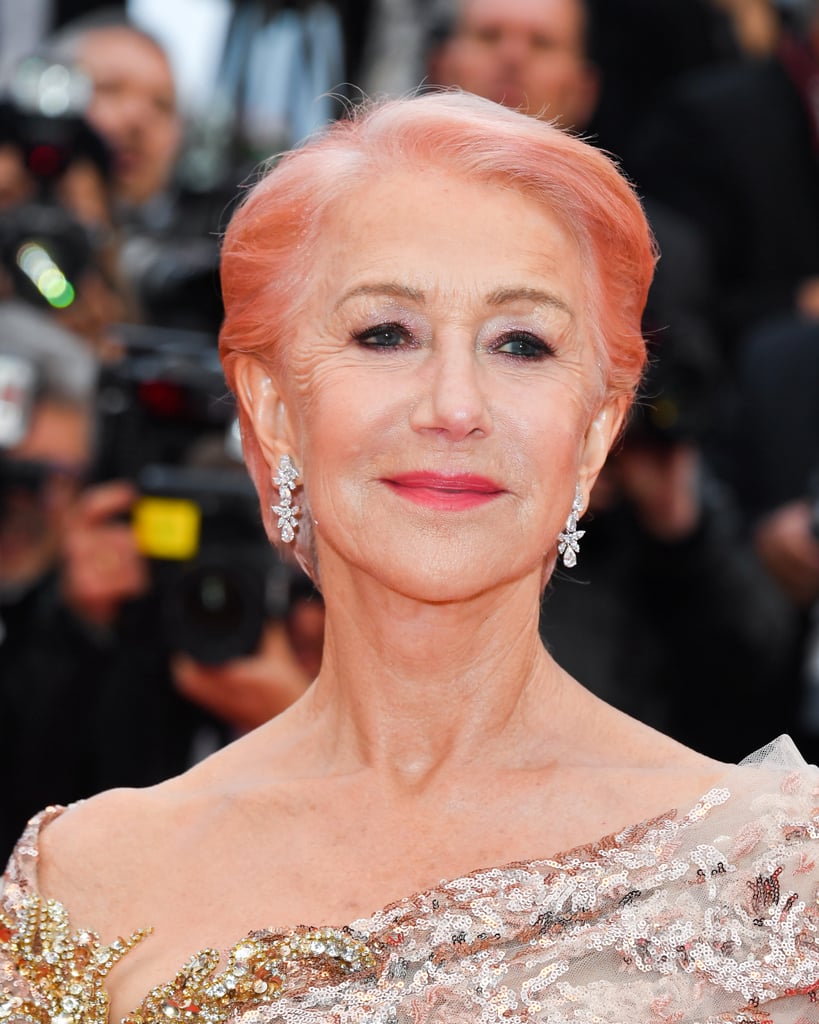 helen mirren pink hair at cannes film festival | popsugar beauty