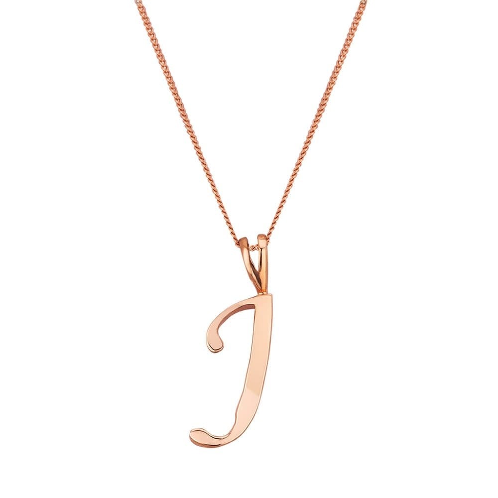 Rose gold sales j initial necklace