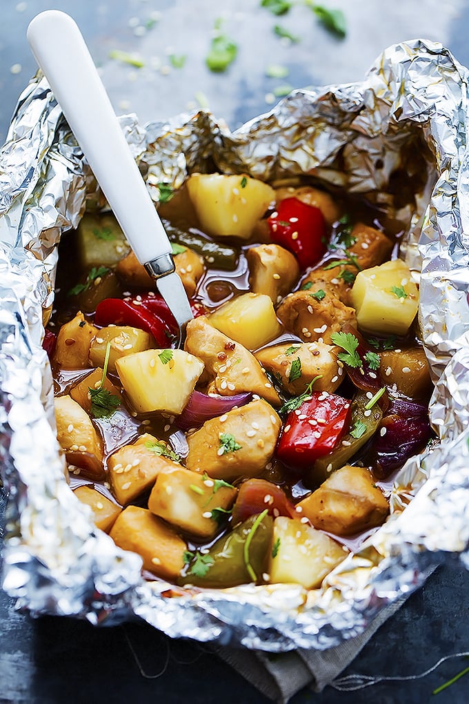 Grilled Pineapple Chicken Foil Packets