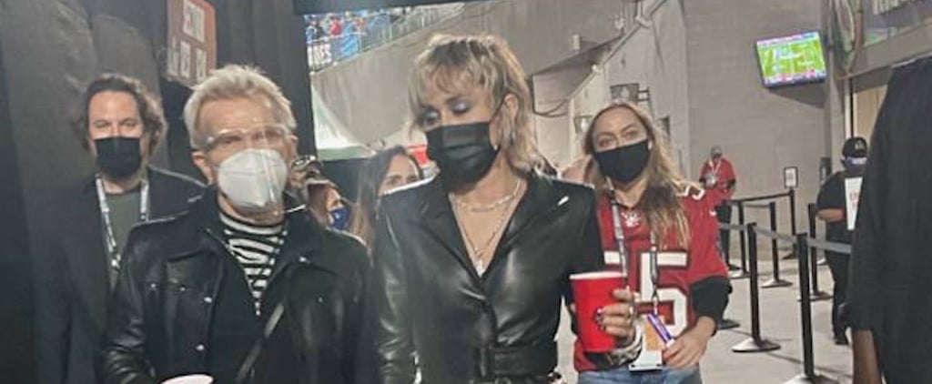 Miley Cyrus's Black Saint Laurent Jacket at the Super Bowl
