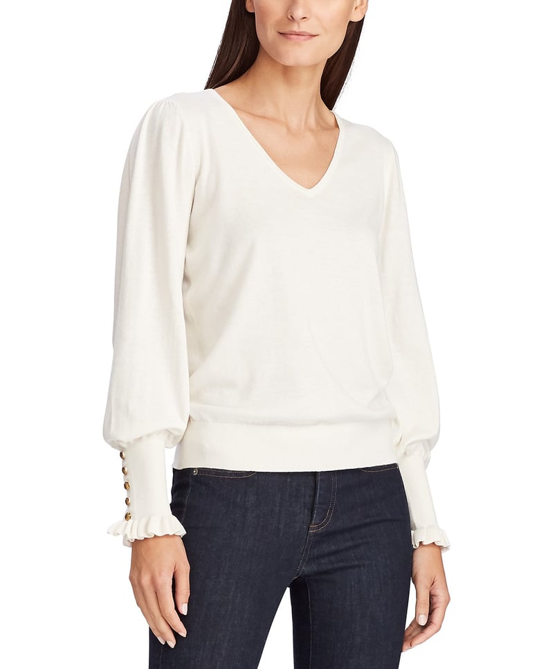 Lauren Ralph Lauren Button-Cuff Long-Sleeve Sweater