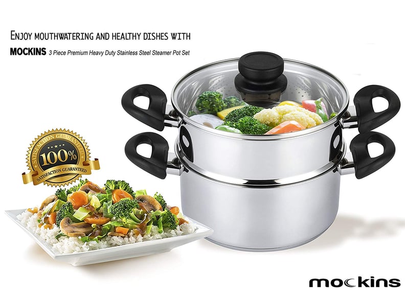Works on Any Type of Stove: Mockins Premium Heavy-Duty Stainless-Steel Steamer