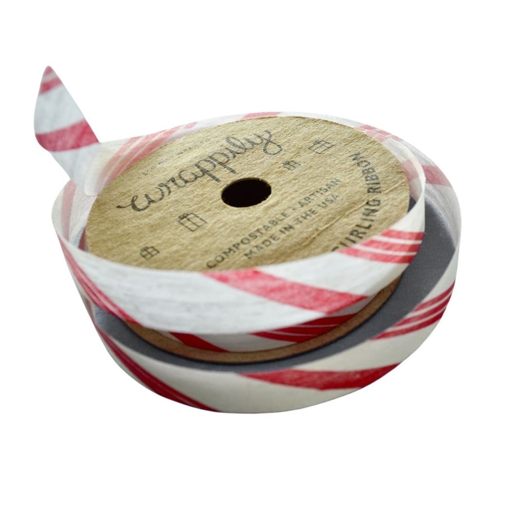 Natural Cotton Curling Ribbon in Candy Cane Stripe