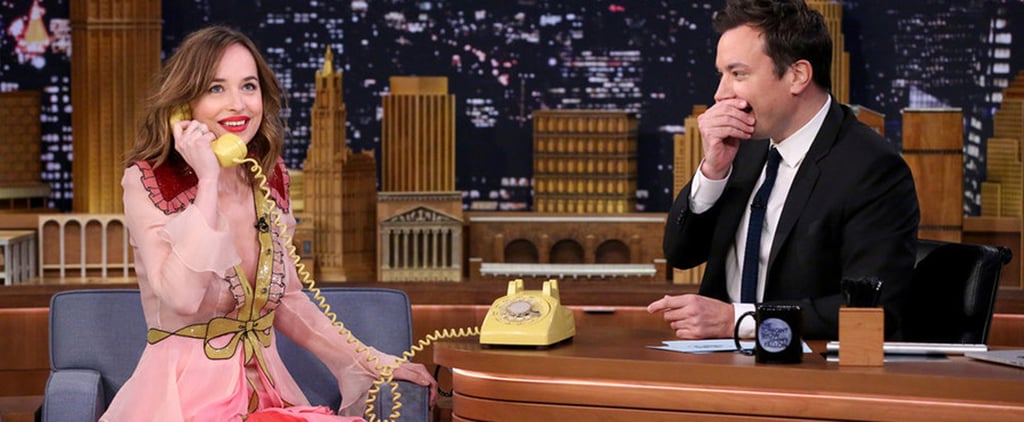 Dakota Johnson Wearing a Gucci Dress on Jimmy Fallon