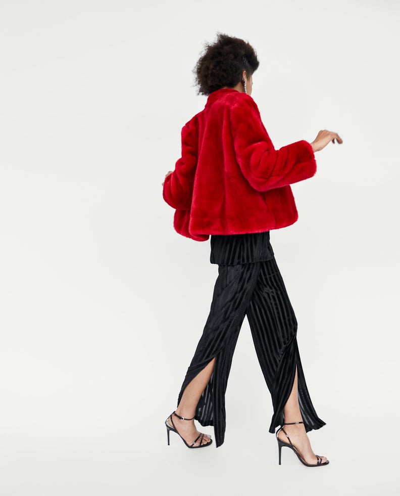 Zara Red Three Quarter-Length Coat