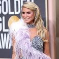 Heidi Klum Sparkles in a Micro Mini and Thigh-High Slit at the Golden Globes