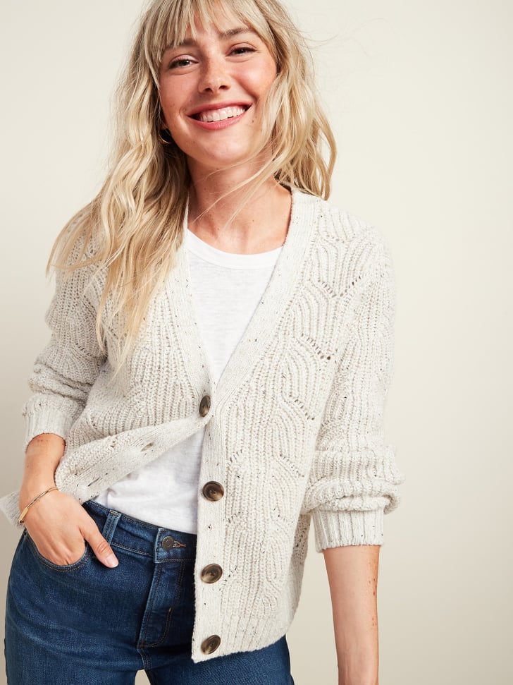 Old Navy PointelleKnit ButtonFront Cardigan Sweater Best Sweaters