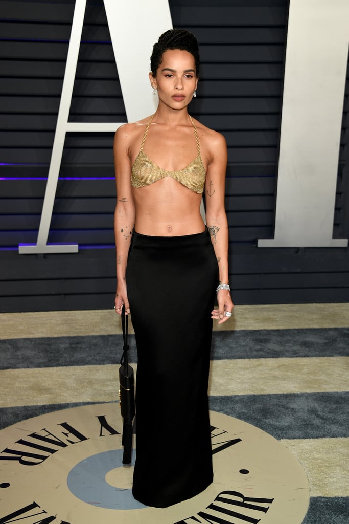 Zoe Kravtiz Gold Bra at Oscars Afterparty 2019