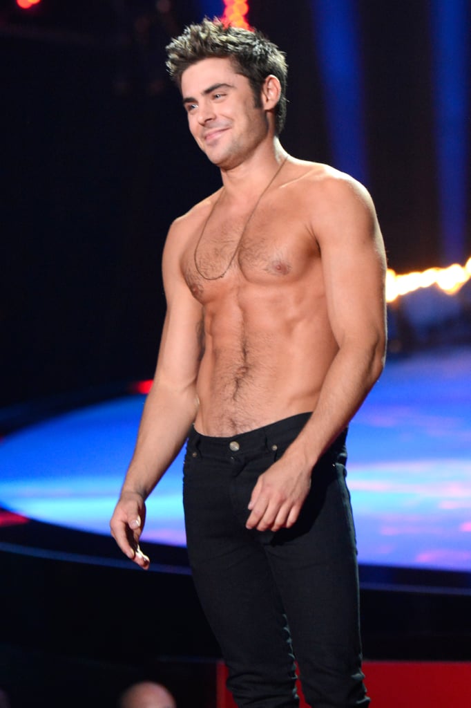Zac Efron Shirtless at the MTV Movie Awards 2014