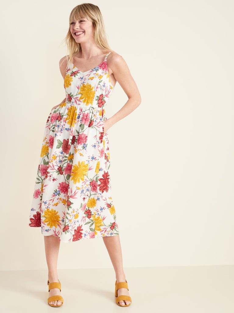 Old Navy Printed Fit And Flare Cami Midi Dress Best Stylish Dresses