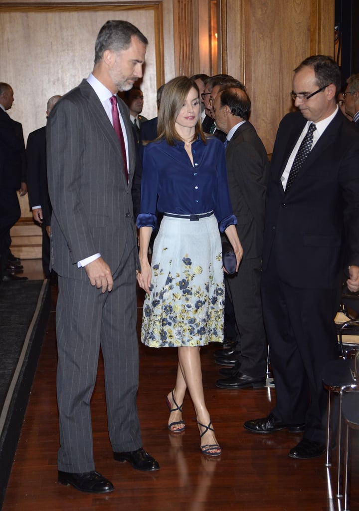 Queen Letizia Wearing a Carolina Herrera Skirt