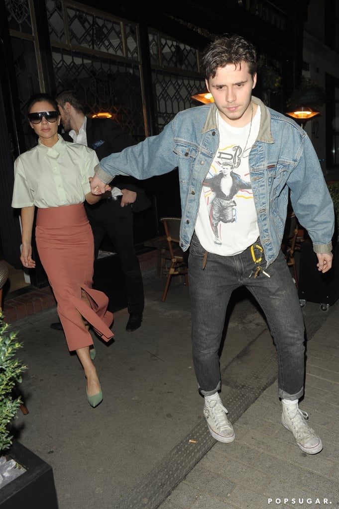 Victoria and Brooklyn Beckham Out in London March 2018