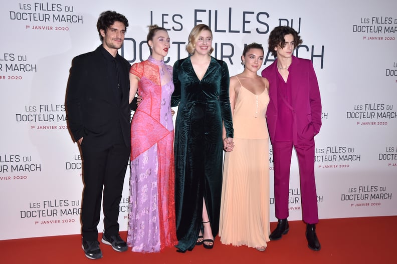 Louis Garrel, Saoirse Ronan, Florence Pugh, and Timothée Chalamet at the  Little Women Premiere, The Little Women Cast Holding Hands at the Paris  Premiere Is So Sweet