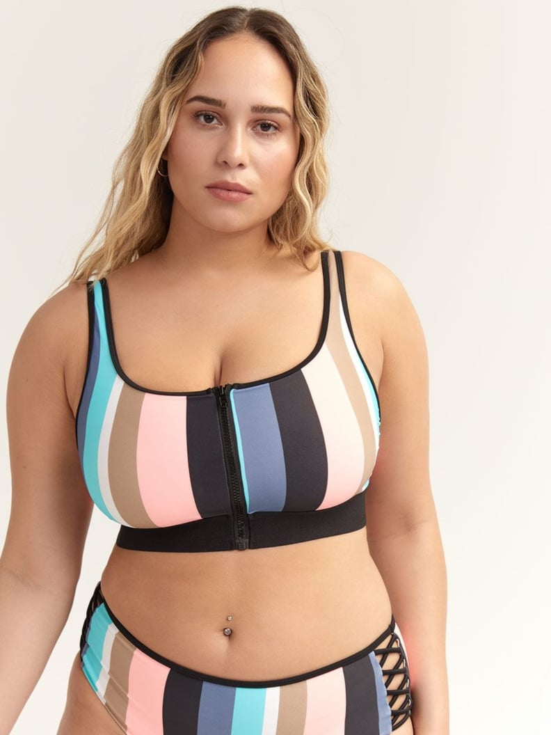 Body Glove Stripe It Up Gossip - Zip Crop Swim Top