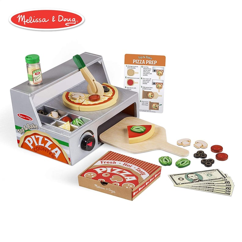 Melissa & Doug Top and Bake Wooden Pizza Counter Play Food Set