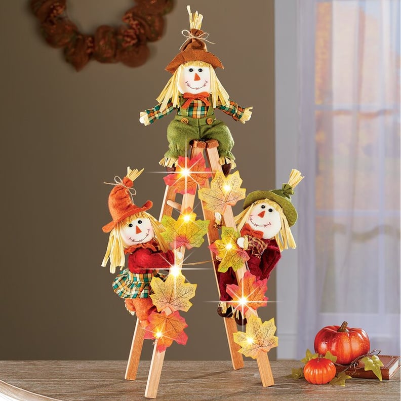 The Holiday Aisle Scarecrows on Wooden Ladder Seasonal Decorative Accent