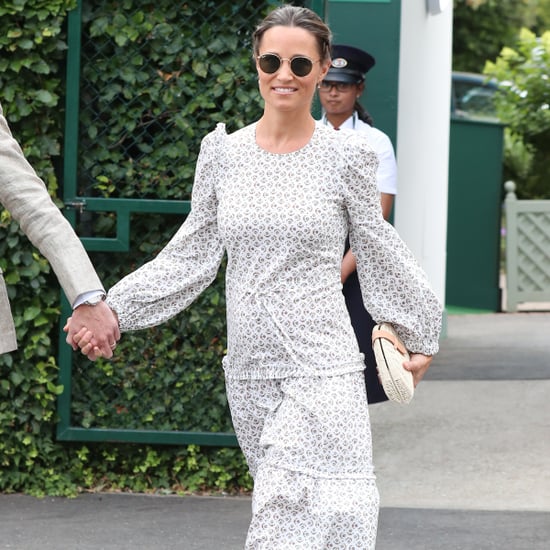 Pippa Middleton White Printed Dress at Wimbledon July 2018