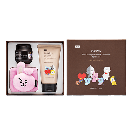 Innisfree BT21 Limited Pore Clearing Clay Mask and Facial Foam Special Set