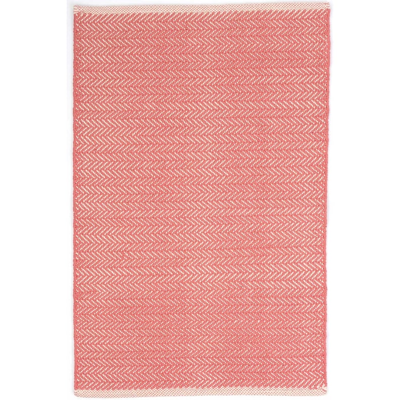 Herringbone Coral Woven Cotton Rug