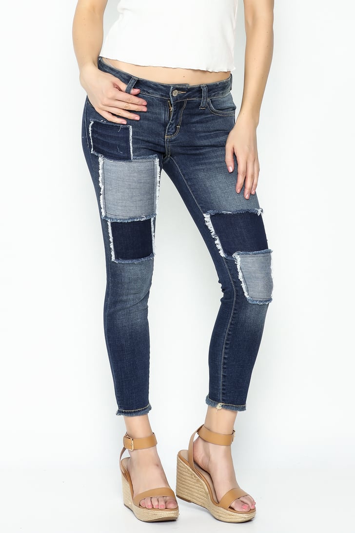 patched skinny jeans