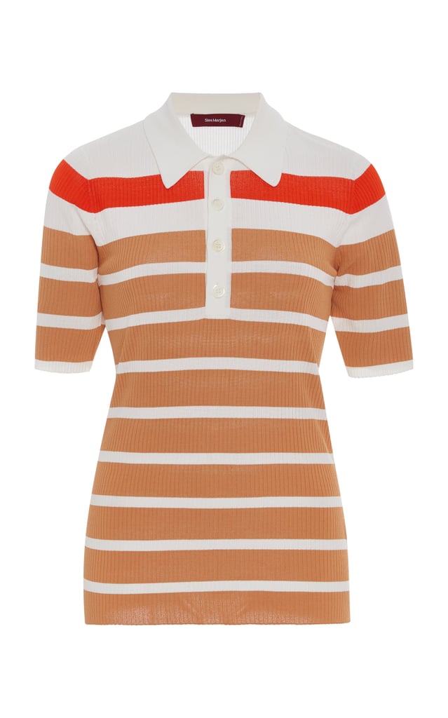 Sies Marjan Rory Striped Stretch-Knit Polo Shirt