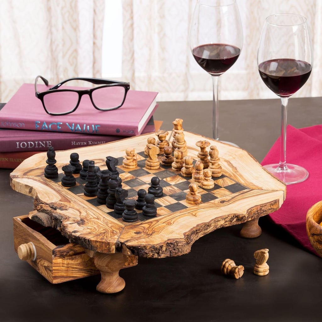 Unique Olive Wood Rustic Chess Set Board