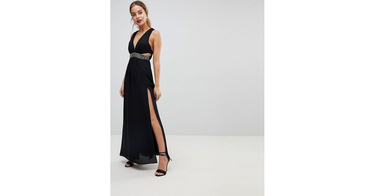 boutique sequin panel mesh maxi dress