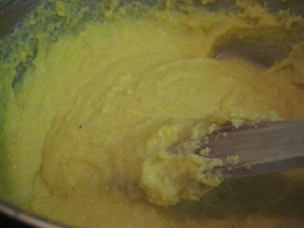 Mixing the batter.