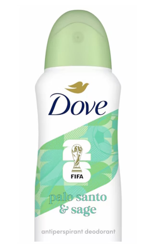 Dove Limited Edition Palo Santo and Sage Antiperspirant Spray ($8)
As an official sponsor of the FIFA World Cup, Dove created a limited edition Palo Santo & Sage collection across their bestselling products, from deodorant to body wash. Scan the QR code on any product to enter for a chance to win tickets to a match!