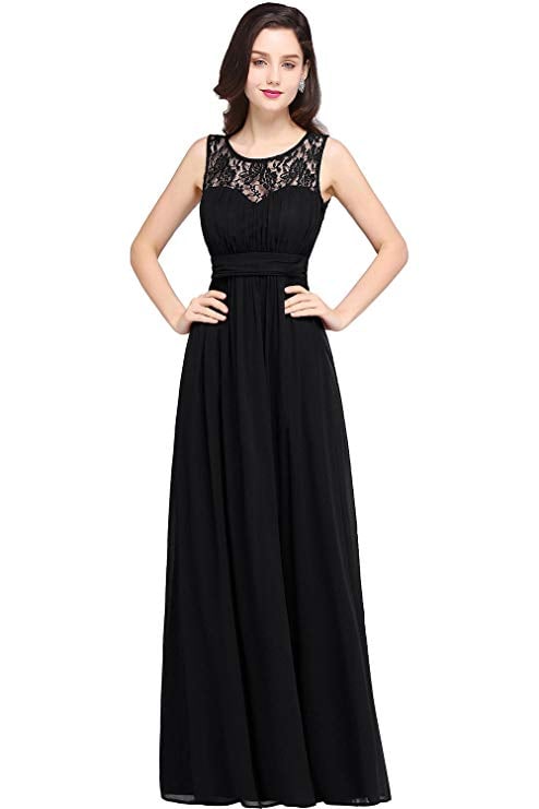 Babyonlinedress Sleeveless Slim Fit Lace Chiffon Dress