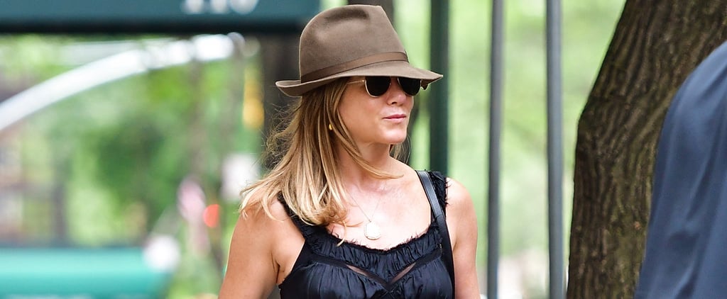 Jennifer Aniston Black Burberry Wedges in New York June 2016