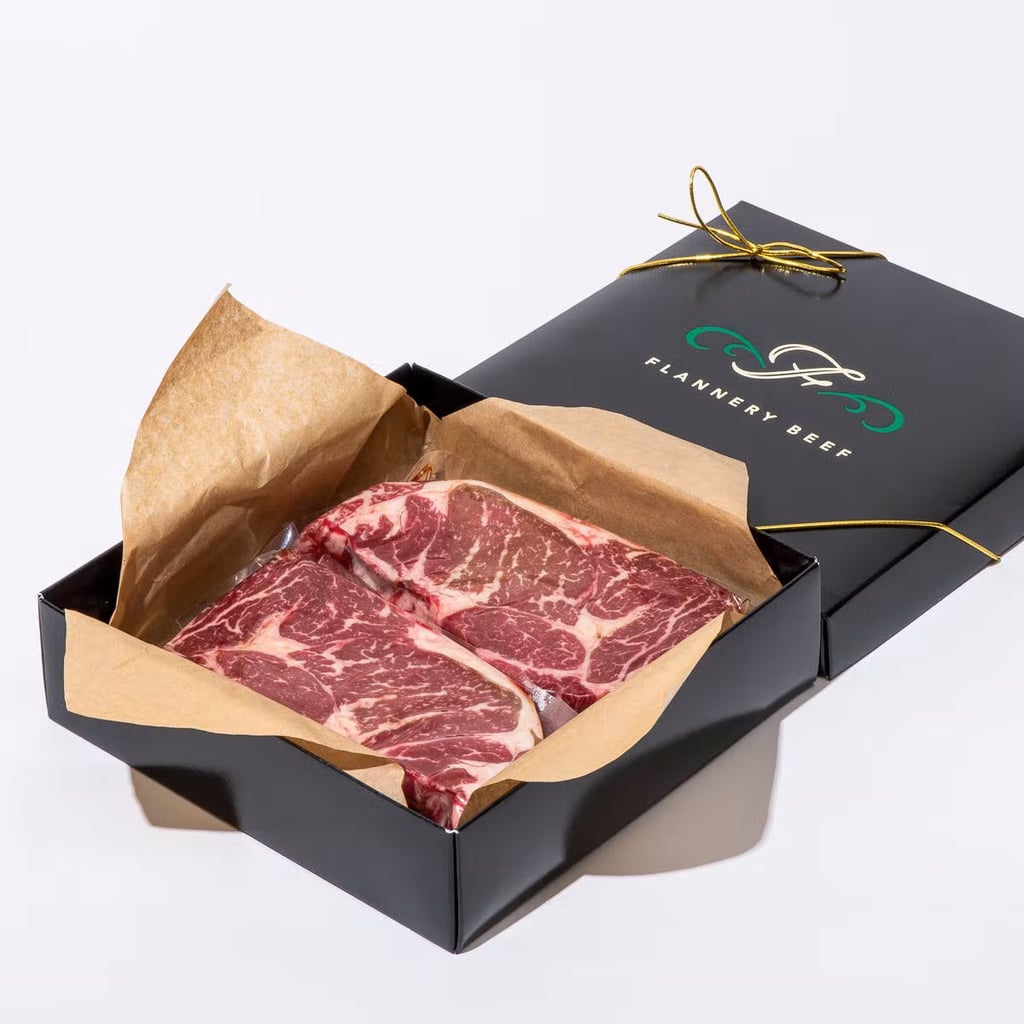 Flannery Beef California Reserve Ribeye Steaks Gift Box ($100, originally $120)
Shopping for a true steak lover? The Flannery Beef California Reserve Ribeye Steaks Gift Box is a classic and timeless gift they'll truly appreciate. It's dry-aged for a minimum of 28 days, plus it's boneless and hand cut. It comes with two 12-ounce steaks, perfect for a gourmet dinner at home.
