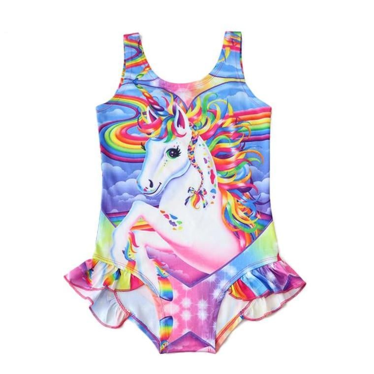 Girls One-Piece Lisa Frank Rainbow Unicorn Swimsuit