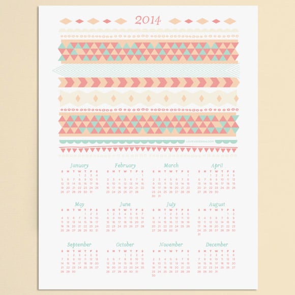 Patterned 2014 Calendar