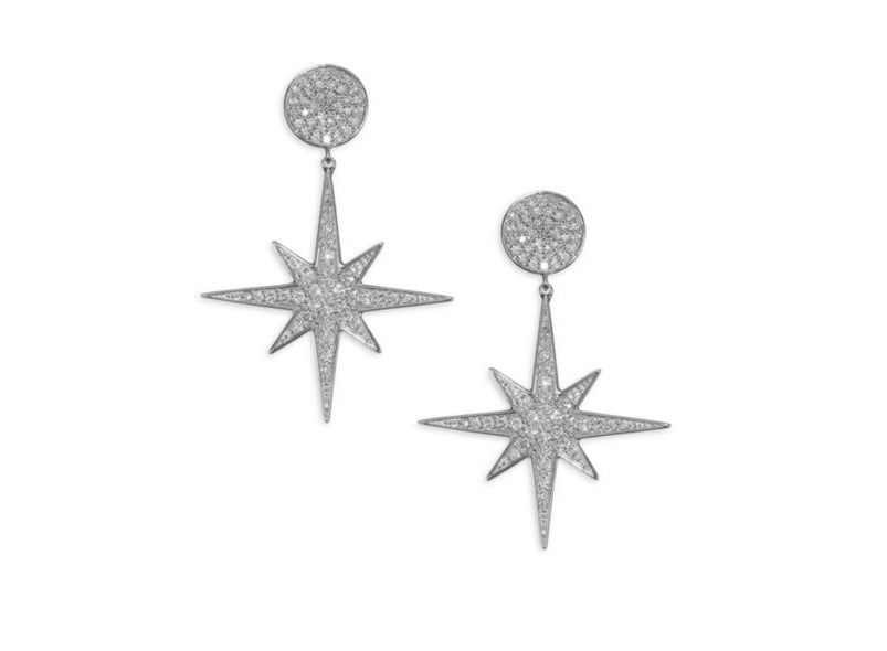 Sydney Evan 14K White Gold & Diamond Starburst Drop Earrings